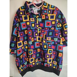 Vintage 80s Irvine Park Geometric Oversized Bowling Shirt Sz XL Pullover